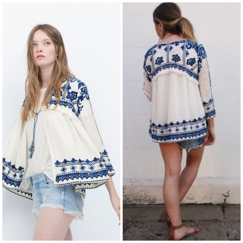 Zara iconic embroidered boho jacket M